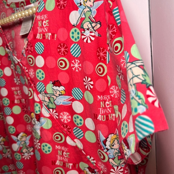 Vintage Disney Fairies Tinkerbell Christmas Scrub Top Size Large - Picture 2 of 7